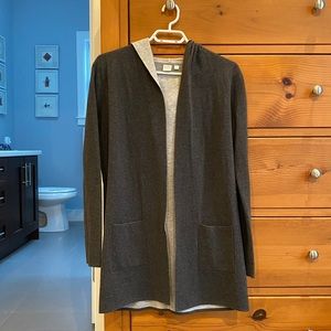 Simons Twik Grey Hooded Open Cardigan Sweater